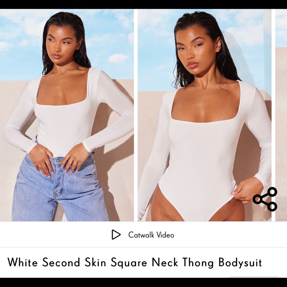 COPY - Pretty little thing white second skin bodysuit. Unworn